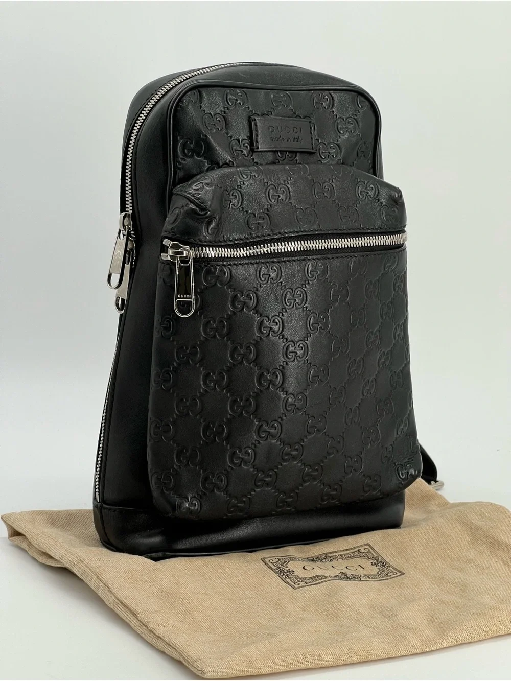 Gucci Guccissima Leather Sling Crossbody Bag